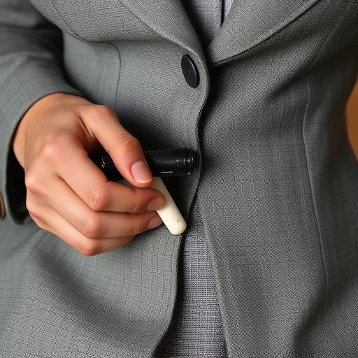 Tailor using chalk to mark a pattern on fabric